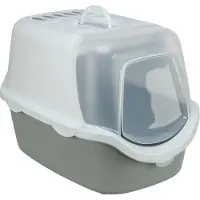 Trixie kattenbak vico open top met kap lichtgrijs/wit