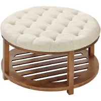 Vevor Ronde grote salontafel (810 x 810 x 476 mm) met massief houten opbergplank