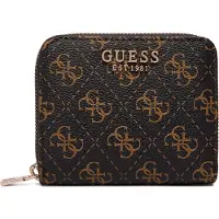 GUESS portemonnee Laurel II SLG Small Zip Around Wallet Brown Logo donkerbruin