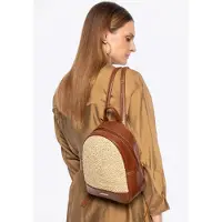 WITTCHEN Damesrugzak met vlechtwerk, bruin en beige, eco-leer