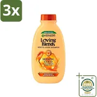 Garnier 3 x - Loving Blends - Shampoo - Honing Goud - Beschadigd & Breekbaar Haar - 300 ml - Grootverpakking - Beschadigd Haar - Haar Herstellen - Haar Versterken - Honing Shampoo - Honing Haar