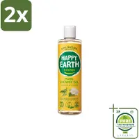 Happy Earth – Douchegel – 100% Natuurlijk Jasmine Ho Wood – 300 ml - Voordeelverpakking - 2 stuks - Natuurlijke douchegel - Jasmijn en ho wood