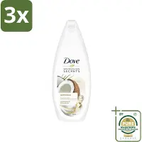 Dove 3 x Nourishing Secrets - Douchegel - Kokosolie & Amandel melk - Sulfaatvrij - 250 ml - Grootverpakking - Douchegel - Kokosolie - Amandelmelk - Natuurlijke Verzorging - Sulfaatvrije Douchegel
