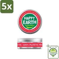 Happy Earth 5 x – Deodorant Balm – 100% Natuurlijk Floral Patchouli – 45 g - Grootverpakking - Deodorant Balm - Natuurlijke Deodorant - Bloemige Geur - Patchouli - Huidvriendelijk