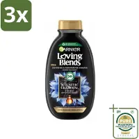 Garnier 3 x Loving Blends Magnetic Charcoal Shampoo 300 ml - Grootverpakking - Shampoo Voor Vet Haar - Hydratatie Voor Droge Haar - Actieve Charcoal Shampoo - Vet Hoofdhuid Shampoo - Haarverzorging