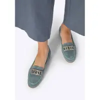 WITTCHEN Dames Leren Platte Mocassins Blauw Natuurlijk Leer