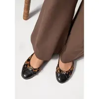 WITTCHEN Dames luipaardprint ballerina's van echt leer, bruin en zwart
