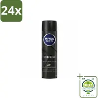 Nivea MEN – Deodorant spray – Deep – 150 ml - Voordeelverpakking - 24 stuks - Anti-transpirant spray - Zweetgeur
