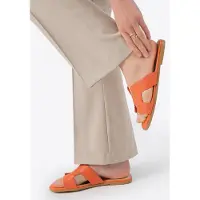 WITTCHEN Dames Leren H-vormige Slippers Oranje Natuurlijk Leer