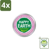 Happy Earth – Deodorant Balm – 100% Natuurlijk Lavender – 45 g - Voordeelverpakking - 4 stuks - Natuurlijke deodorant - Frisse geur