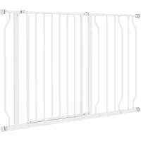 PawHut tweezijdig - openend klemsysteemhekje - staal - 115x76 cm - wit