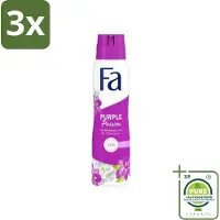 Fa 3 x Deodorant Spray Violet Leaves Passion 150 ml - Grootverpakking - Deodorant - Anti-transpirant - Langdurige Bescherming - Violette Geur - Purple Passion