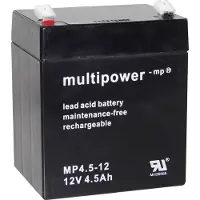 Multipower PB-12-4,5-4,8 Loodaccu 12 V 4.5 Ah Loodvlies (AGM) (b x h x d) 90 x 107 x 70 mm Kabelschoen 4.8 mm Onderhoudsvrij, Geringe zelfontlading