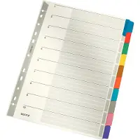 Leitz Blanco Tabbladen A4 Grijs Kleurenassortiment 10 tabs Karton 11 Gaten 43210000