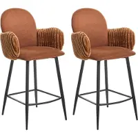 Beliani AMITY - Barstoelen set van 2 - Bruin - Polyester