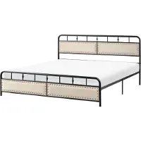 Beliani BREUILLET - Tweepersoonsbed - Zwart - 180 x 200 cm - IJzer
