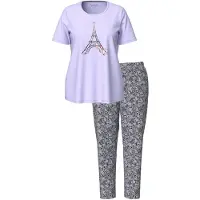 Ulla Popken Pyjama grijs / donkergrijs / lavendel
