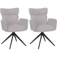 Mendler Set van 2 eetkamerstoelen -N11, stoel, draaibaar, auto-return, bouclé stof 350 g/m², Öko-Tex ~ lichtgrijs, poten donkergrijs