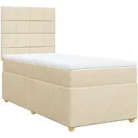vidaXL Boxspring met matras stof crèmekleurig 90x200 cm