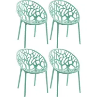CLP Hope 4er Set stapelbare Tuinstoelen - Weerbestendig & UV-bestendig - Kunststof Stoelen met Armleuningen - Modern Design - lichtgroen