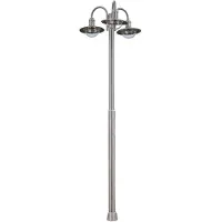 LINDBY lantaarnpaal Damion, 200 cm, 3-lamps, E27, IP44 DAMION, dimbaar, alu / grijs / zink, Roestvrij staal, Modern