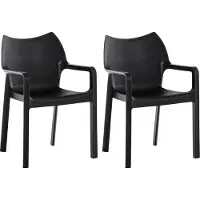 CLP Diva Set van 2 tuinstoelen - Stapelbaar - Weerbestendig - Met armleuningen - zwart