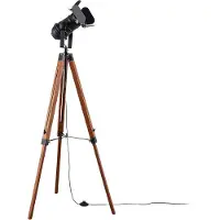 LINDBY Vloerlampe , Hilma, Roestbruin, Woonkamer, Hout, Industrieel