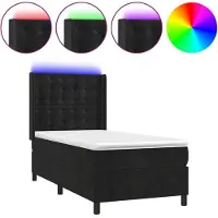 vidaXL Boxspring met matras en LED fluweel zwart 90x190 cm