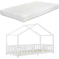En.casa Kinderbed Treviolo met uitvalbeveiliging en matras 90x200 wit