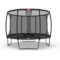 Berg Elite Regular 430 Levels Trampoline Op Poten - Rond - Safety Net Deluxe XL - AirFlow Pro Springdoek - TwinSpring - Grijs