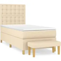 vidaXL Boxspring met matras stof crèmekleurig 90x190 cm
