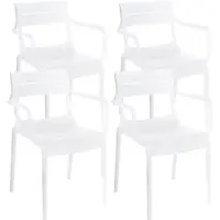 Oviala - Set van 4 witte kunststof terrasfauteuils - Paname