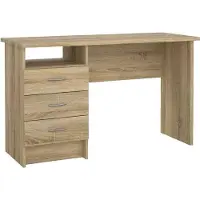 Dmora Bureau Andre, 120,1 x 48,1 x 72,6 cm, eikenhout, bruin, met 3 lades en een tafelblad met een eikenhoutkleurige afwerking