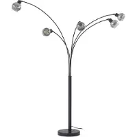 LINDBY Booglamp - vloerlamp Braccio, zwart, Woon-/ Eetkamer, metaal, Modern, booglamp