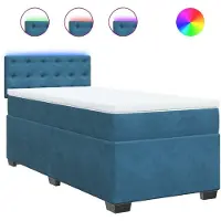 vidaXL Boxspring met matras fluweel blauw 80x200 cm