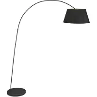 LINDBY Booglamp - vloerlamp Esti, zwart, Woon-/ Eetkamer, Textiel / Stof / Zijde, Modern, booglamp
