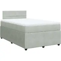 vidaXL Boxspring met matras fluweel lichtgrijs 120x190 cm