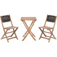 Beliani CONIOLO - Bistroset - Bruin/Zwart - Acaciahout