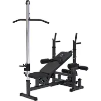 Gorilla Sports Universele Halterbank zwart Met Lat Pulley