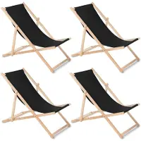 Greenblue - Set van 4 stuks Ligbed Ligstoel - strandstoel voor kinderen en volwassen - Zwart