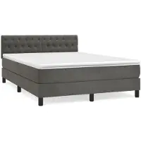 Syfax Boxspring met matras fluweel donkergrijs 140x200 cm
