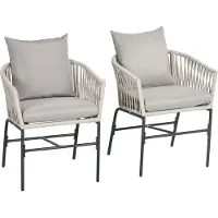 Outsunny tuinstoel - set van 2 stolen - met 4 kussens - staal - beige