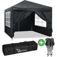 Woltu BukkitBow – Partytent met zijwanden – opvouwbare tent – waterdicht en weerbestendig – tuinpaviljoen – 300 x 300 cm – antracietgrijs