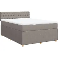 vidaXL Boxspring met matras stof taupe 140x190 cm