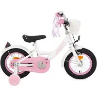 Amigo Perfect Meisjesfiets - Kinderfiets voor Meisjes - 12 Inch 21 cm - Terugtraprem - Wit/Roze