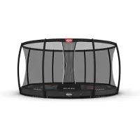Berg Elite InGround 430 Trampoline - Rond - Safety Net Deluxe - Interactief Levels AirFlow Pro Springdoek - TwinSpring - Grijs