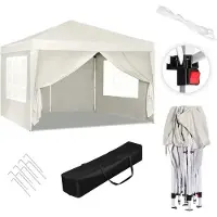 Woltu BukkitBow – Partytent met zijwanden – opvouwbare tent – waterdicht en weerbestendig – tuinpaviljoen – 300 x 300 cm – Leuk