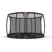 Berg Elite InGround 430 Trampoline - Rond - Safety Net Deluxe XL - Interactief Levels AirFlow Pro Springdoek - TwinSpring - Grijs