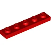LEGO Platte steen 1x5 (78329) - 250 stuks, rood