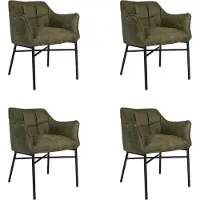 Bronx71 Industriële eetkamerstoel Aaron olijfgroen - Eetkamerstoelen set van 4 - stoel